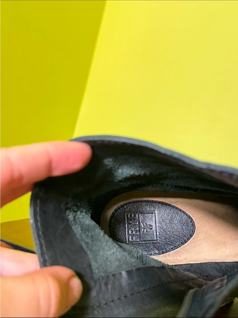 Frye Black Leather Wedge Ankle Boots